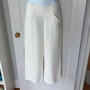 A.L.C. Cream Wide-Leg Crop Trousers 2